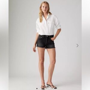 Levi's 501 Original Fit High-Waisted Black Jean Shorts Distressed